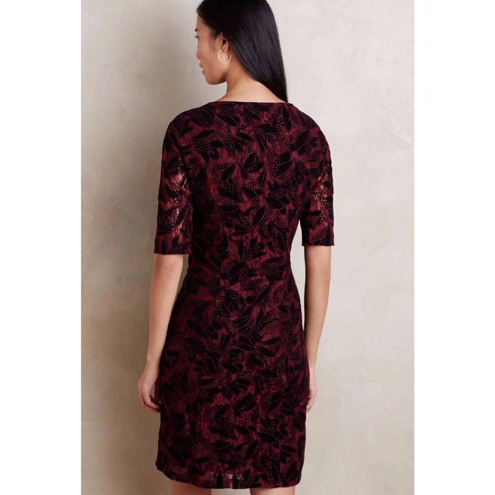Anthropologie Maeve Elorn Short Sleeve Dress Size 2 Wine Black - Picture 4 of 8